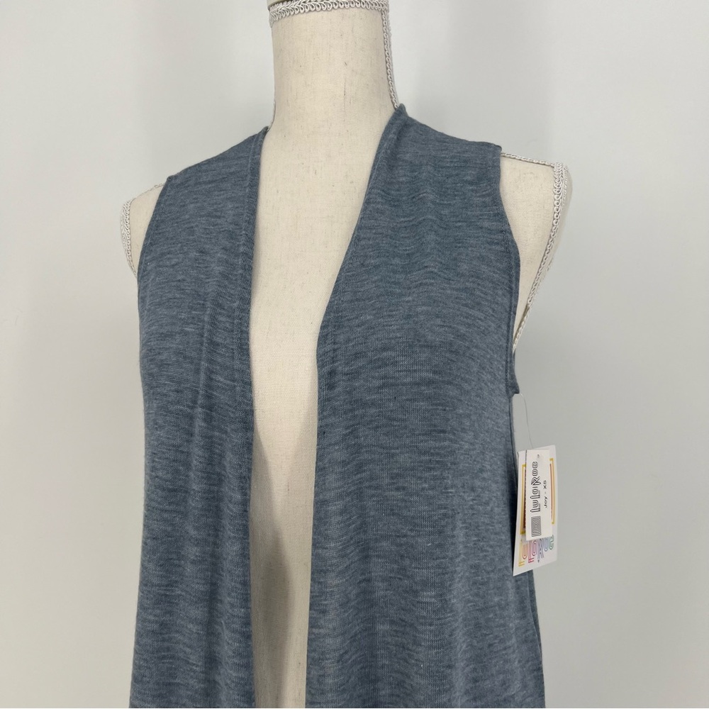 Lularoe Vest Womens XS Blue White Joy Duster Sweater Sleeveless Cardigan Ladies - Picture 3 of 10